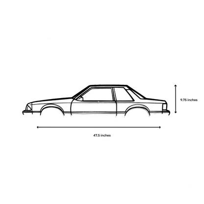 A Ford Mustang Notchback  LX foxbody wall art for garage or home. Built with CNC machine and metal. Great for gift or hobby for an American muscle classic car enthusiast. 